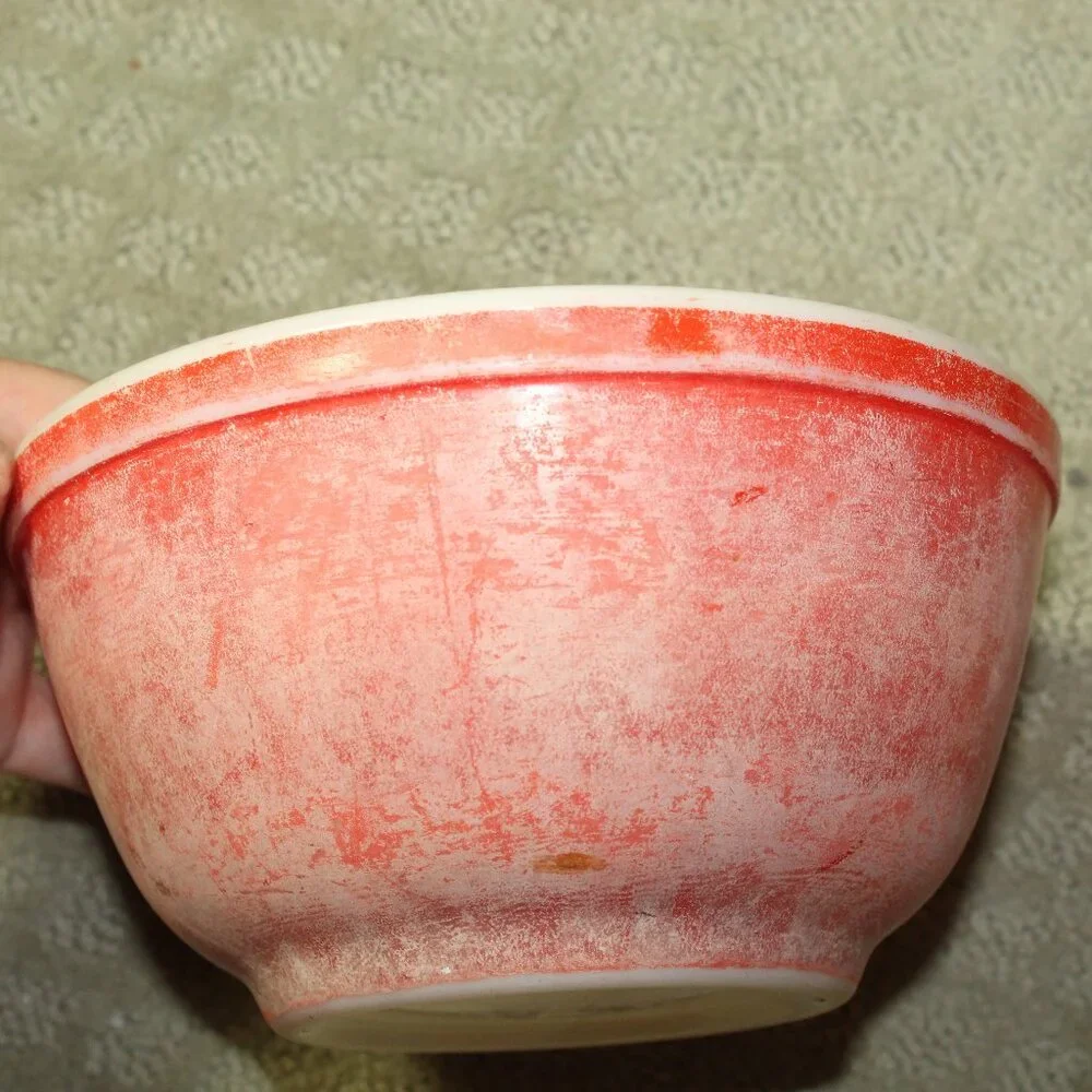 Set of 2 Vintage Pyrex 402 Primary Red Mixing Bowls - Fair Condition